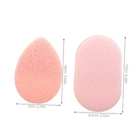 WOONEKY 2pcs Face Wash Sponges Reusable Exfoliating Pads for Makeup Removal Glove Style Facial Scrubber for All Skin Types Oval Pink