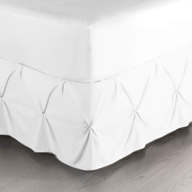 Nestl Pinch Pleat Pleated Wrap Around Bed Skirt Easy Fit 14" Wide Pintuck Bed Skirt Premium Microfiber Ruffle Bed Skirt Luxury Bed Skirt Bed Ruffle King Bed Skirt White