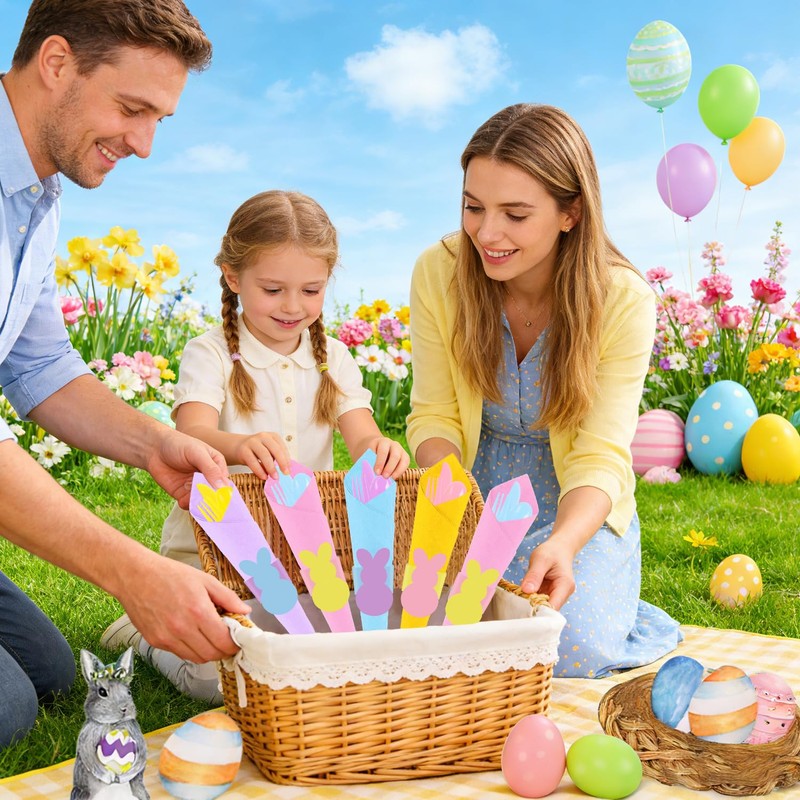 FULJOOY 24 Pack Easter Pre Rolled Cutlery Silverware Utensil Set