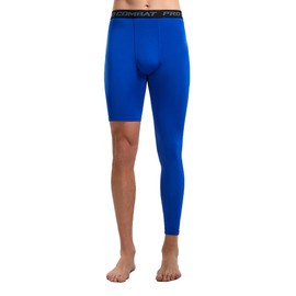 Fashion Men's Basketball Single Leg Tight Sports Pants 1/2 One Leg Compression Pants Athletic Base Layer Underwear(XX-Large,Blue-2)