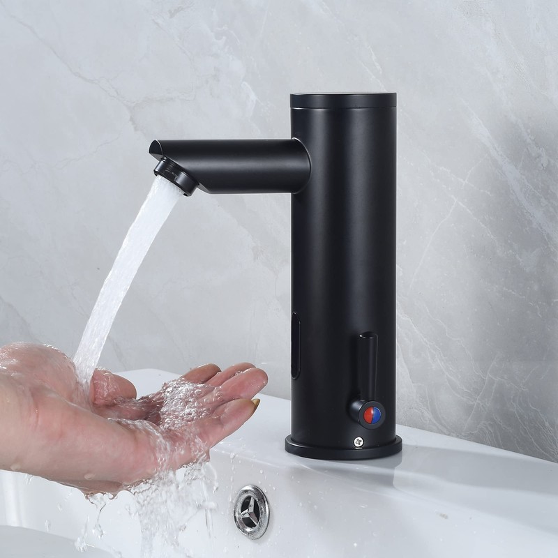 HHOOMMEE Automatic Touchless Bathroom Sink Faucet Motion Activated Sensor Hands