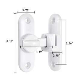 INIRET 2 Packs White Barn Door Latches,90/180 Degree Gate Lock,Flip Gate Latches Hardware,Zinc Alloy Right Angle Door Lock Latch,Door Security Sliding Door Latch Lock for Cabinets,Bathroom.