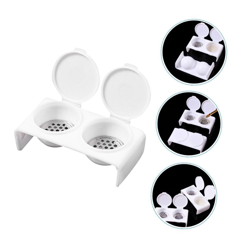 WOONEKY Elegant Nail Cup with Lid 2 Hole Soaking Dish