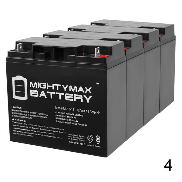 Mighty Max Battery ML18-12 - 12V 18AH UPS Replacement Battery Compatible with Sigmas SP12-18HR, SP 12-18HR - 4 Pack Brand Product