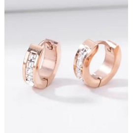 Aretes Para Mujer Arracada Dorada Pendientes De Aro Huggie Chapada En Oro Rosa De 18k Con Diamante De Zirconia Cúbica Arete Para Dama Elegante