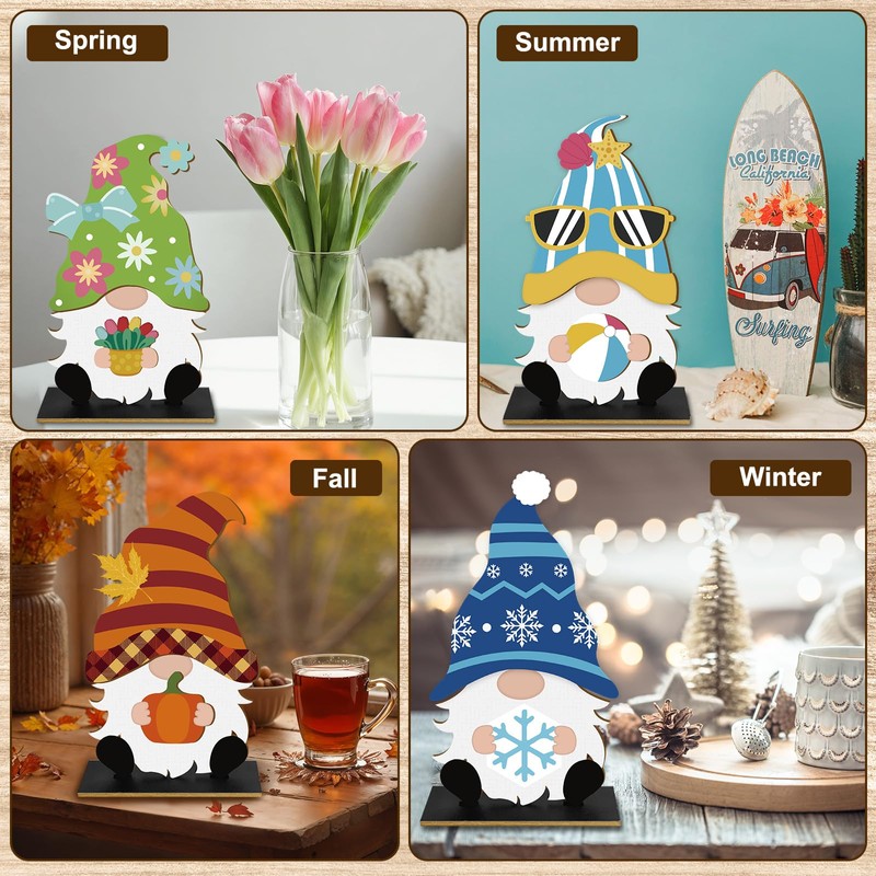Gnome Interchangeable Wooden Decor,Seasonal Holiday Gnome Decoration with Magnet Pieces