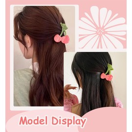 Cherry Claw Clips, Cellulose Acetate Hair Clips, Cute Unique Claw Clips, Small Cool Fruit Hair Clips for Women Girls (3# Cherry, One size)