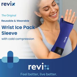 REVIX Wrist Ice Pack Wrap - Hand Ice Pack Sleeve with Extended Coverage, Reusable Cold Therapy Sleeve for Hand, Thumb & Forearm, Comfortable Slip-On Design for Daily Use & Active Recovery, Navy