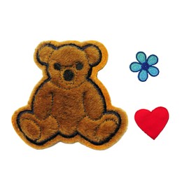 Altotux Brown Furry Teddy Bear Red Heart Blue Flower Kaylee Firefly Costume Embroidered Sew on Patches Applique DIY Cosplay Craft Supplies