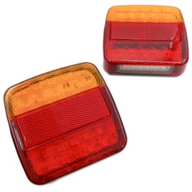 Meliore Tail Lamp DC12V LED Reflector, Downlight, Built-In Boat Trailer, Towing, Truck, Forklift, Mini Car, Waterproof, Dustproof, Universal, Square, Set of 2, Red