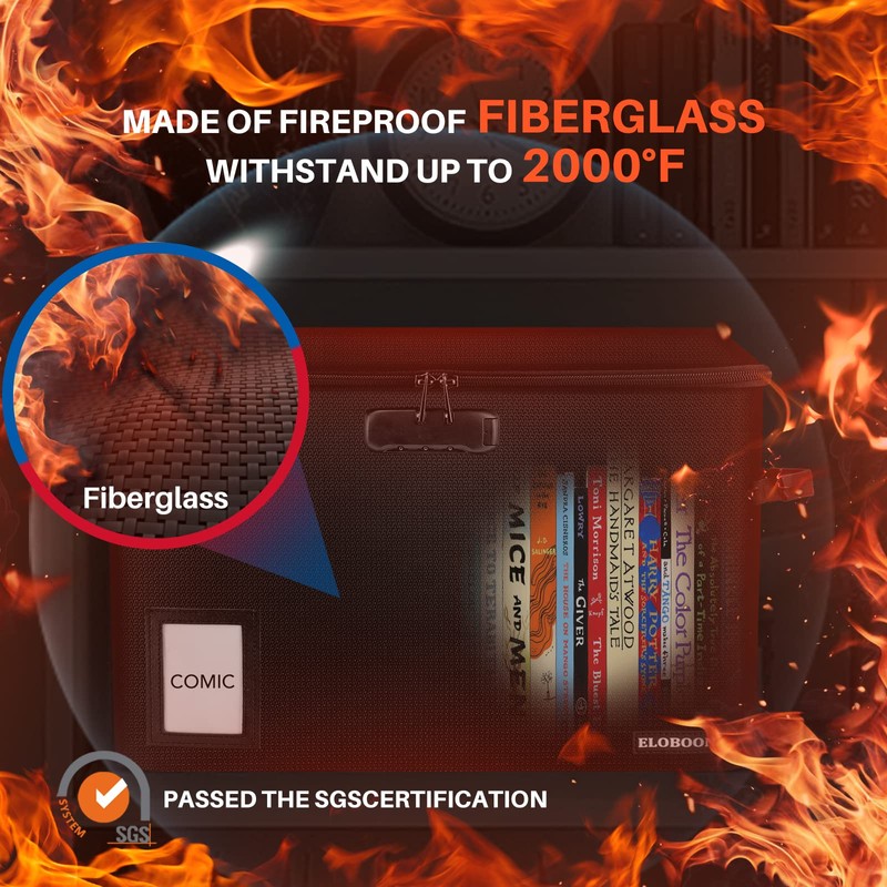 Comic Book Storage Box, ELOBOON Fireproof & Water-Resistant Comic Book