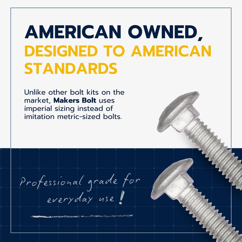 1/4" x 1-1/2" (100 Pack) Galvanized Carriage Bolt Kit Grade