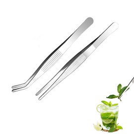 Wjelet Set of 2 Tweezers Set, Stainless Steel Curved Tweezers + Straight Tweezers, Professional Non-Slip, Long, Straight, Universal Tweezers for Water Pets, Coral, Crafts, Plant Shoots, Repair (14 cm)