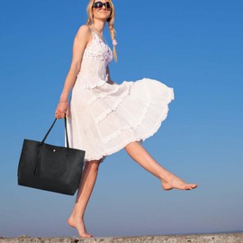 volumoon Women's Tote Bag, Shopper Bag, Large Soft Leather, Shoulder Bag, PU Leather, Large Capacity Laptop Carry Bag, Women's Shopper with Inner Pocket for Work, School (Black), black