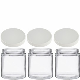 JARMING COLLECTIONS Mason Jars 16 oz Glass Extra Wide Mouth Pint Storage Jars with Lids - White Plastic Storage Lids - Made in USA - Pint Glass Jars 16 oz with Lids