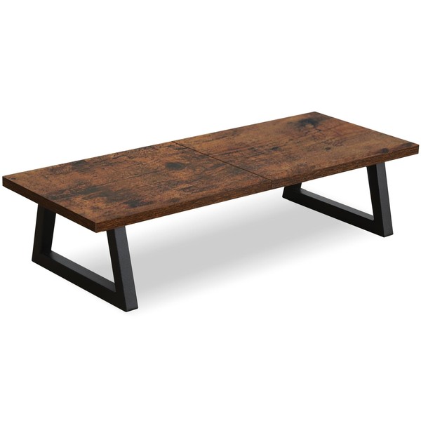 TEAMIX 24 inch Monitor Stand Riser, Rustic Brown Wood &