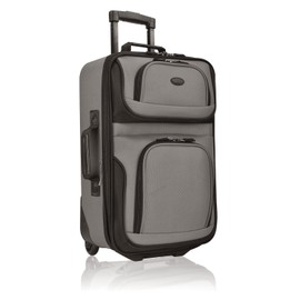U.S. Traveler Rio, Lightweight Softside Suitcase, Rolling 20" Carry On Luggage, Grey, Single