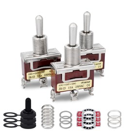 Innfeeltech 3 Pcs Momentary Toggle Switch, 10A 125V, 2H-C123 SPDT, 3 Terminals On/Off/On, 3 Position High Performance Rocker switch with 3 Waterproof Cap