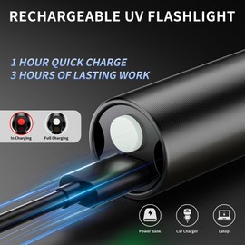 E-riding 2 Pack Black Light UV Light, 395nm & 365nm Mini Powerful Rechargeable UV Flashlight, USB-C Ultraviolet Blacklight Flashlight, Portable Pet Urine Detector for Uranium Glass, Rocks, Scorpion