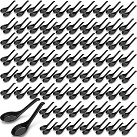 Hushee 200 Pcs Asian Soup Spoon Bulk Large Chinese Noodle Ramen Reusable Japanese Wonton Rice Dumpling Pho Dinner Spoons for Home Restaurant Kitchen
