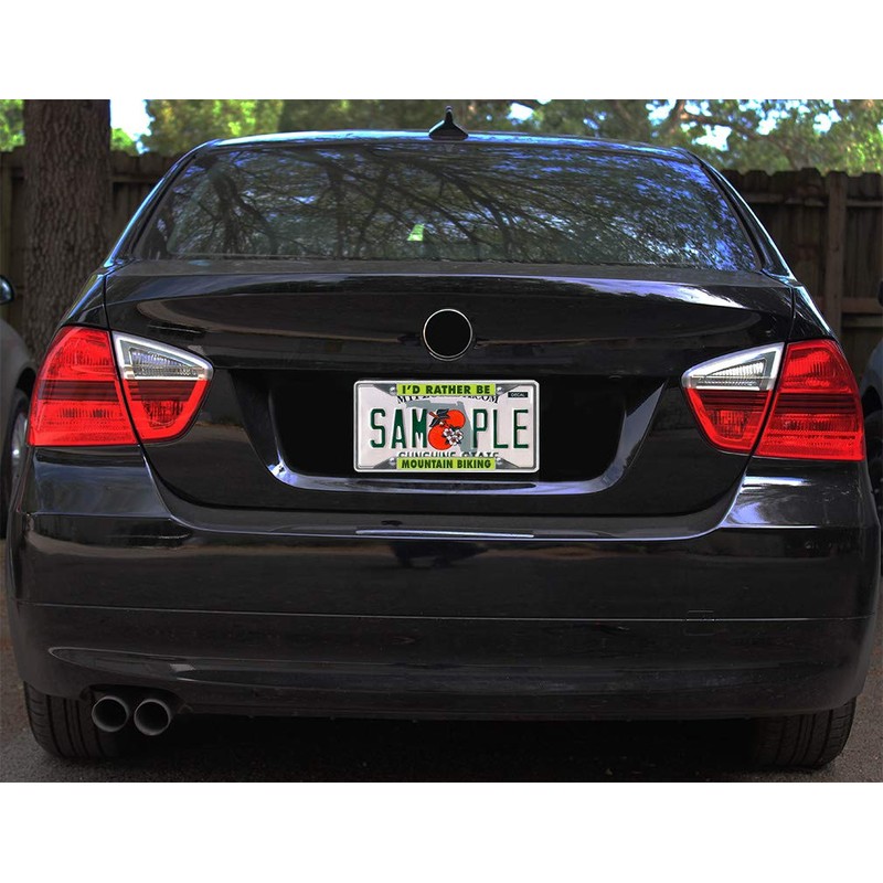 Sign Destination Metal License Plate Frame I'd Rather Be Mountain
