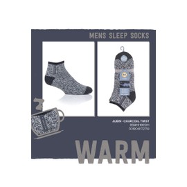 HEAT HOLDERS - Mens Warm Luxury Fluffy Fleece Lined Lounge Sleep Bed Socks (6-11 UK, Charcoal Twist (Aubin))