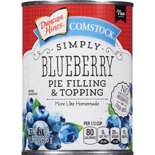 Duncan Hines Comstock Simply Pie Filling, Blueberry, 21 Ounce (Pack of 8)
