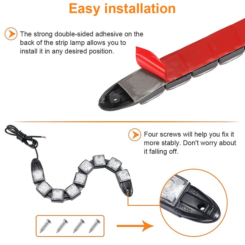 HIPOPY 2Pcs 9 LED Daytime Running Strip Lights DRL Kit,