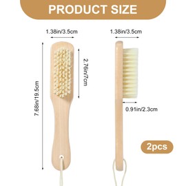 2Pcs Laundry Stain Brush Portable Stain Remover Tool with Soft Bristle Natural Soft Boar Bristle Brushc Small Wood Brush for Home Small Spaces Shoes Clothes Delicate Fabric Knits Cotton Linen Cleaning