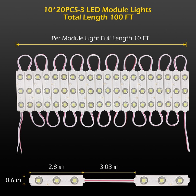 Dyna-Living 100FT White LED Storefront Lights APP Bluetooth & IR