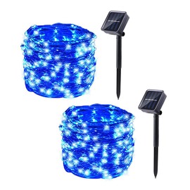 Lomotech Solar String Lights Outdoor - 2 Pack Total 66ft 200LED Solar Fairy Lights Waterproof 8 Modes Twinkle Lights for Outdoor, Patio, Garden, Yard, Party, Wedding, Tree Decoration (Blue)