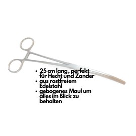 Generisch 25 cm Artery Clamp as Hook Remover for Fishing, Artery Clamp Curved, Fishing Pliers, Stainless Steel Artery Clamp, Release Pliers, Stainless Steel Pliers, Fishing Clamp, Fishing Clamp, Hook