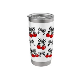 Checker Flag Hair Bows Cherries Car Racing Checkered Flag Stainless Steel Insulated Tumbler