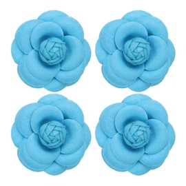 PATIKIL Camellia Fabric Pin, 4 Pcs Flower Brooch Artificial Flowers Brooches for Women Girls Cloth Wedding Party Decor Accessories Jewelry Gift, Blue