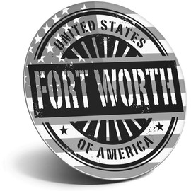 Destination Vinyl ltd Magnet for Refrigerator, Fridge BW - Fort Worth USA American Flag Stamp for Office, Cabinet and Whiteboard, Magnetic Stickers, 40531
