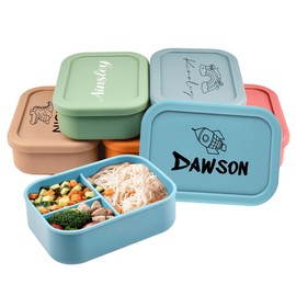 Caja Bento de silicona personalizada  Lonchera personalizada con nombrelogotipo grabado  Contenedores de almuerzo para trabajo, viajes al aire libre  