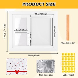 Vegena Paw Print Set Dog and Cat, 3D Plaster Cast Set, Picture Frame and Paw Print Set, Wooden Picture Frame, Home Decoration, Gifts, Wall Decoration