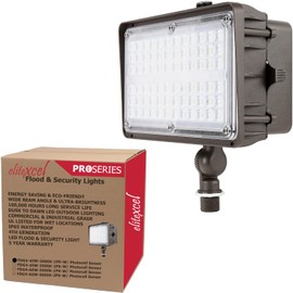 Elitexcel Dusk to Dawn LED Flood Lights Outdoor, Gen4 45W Commercial Industrial Security Lights, 5650LM 5000K Daylight 175W MH Equal, 120-277V UL Listed for Sign Garage Garden House Yard