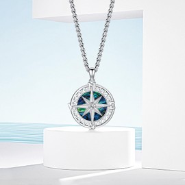 ViKing Necklace 925 Sterling Silver Vegvisir Pendant Compass Necklace Nordic Viking Chain Nordic Viking Jewellery for Men Women, Sterling Silver, No Gemstone