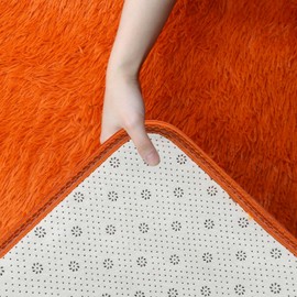 Lifup Soft Fluffy Rectangle Area Rug, Cozy Plush Shaggy Carpet for Living Room Bedroom Home Décor Orange 3.3 x 5.2 Feet
