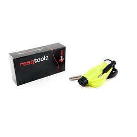 RESQME Accessory Pack The Original Emergency Keychain Car Escape Tool, 2-in-1 Seatbelt Cutter and Window Breaker, Made in USA with Visor Clip, Lanyard, Keyring and Cable Tie - Yellow
