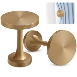 Curtain Holdbacks, Brass Gold Decorative Curtain Tiebacks Hooks Wall Mounted Round Medallion Drapery Holders Holdbacks Metal Curtain Pull Backs with Screws, 2 Pack