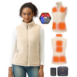 GOTOBI Fuzzy Fleece Heated Vest for Women with 16000mAh 7.4V Battery, Ergonomics Heating System, 9 Zones Women's Heated Vest