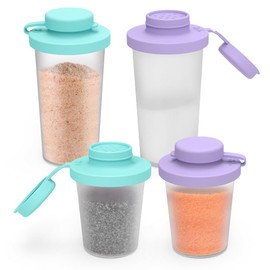 Sophico Small Salt and Pepper Shakers Set with Moisture Proof Sinlicone Lids, 4.5oz Mini Spice Shaker to go for Camping Travel Picnic Lunch Boxes (purple & blue, Medium & Large)