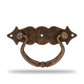 Amig – Horizontaler Türgriffe – Modell 1003 – Aus Stahl – 100 x 31 mm – Mit Ring und Gepunkteter Platte – Möbelgriffe – Oberfläche: Leder