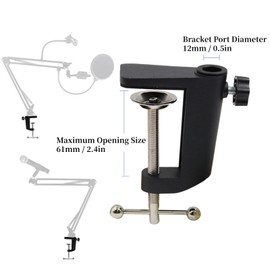 Abrazadera C para Escritorio, Abrazadera de Soporte de Aluminio Negro de 2,4 Pulgadas y 61mm, Soporte para Montaje en Escritorio, para Lámpara de Mesa de Escritorio