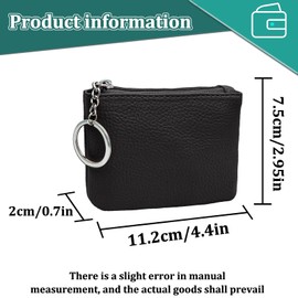 AfitLulu Coin Purse Keychain, PU Leather Coin Purse Pouch with Keyring & Zipper, Change Purse for Women Men (Reddish Brown)