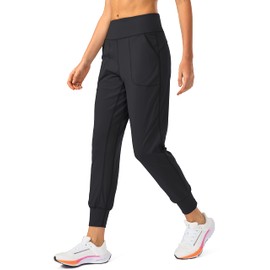 Soothfeel Women's Joggers with Zipper Pockets High Waisted Athletic Workout Yoga Pants Joggers for Women Black