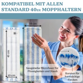 CCIGU® Set of 4 Mop Covers [Lint-Free Tip Cleaning] I Floor Mop Cover Streak-free Wiping I Cleaning Cloth Floor for Multi Floors I Mop Floor for Mop Holder 40 cm I Washable 40 °C