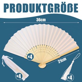 Pack of 12 White Hand Fan Sturdy Hand Fan Foldable Fan with Tassel and Fan Bag Hand Fan Wedding Fecher DIY and Painting Can Make Yourself Folding Fan Folding Fan Guest Gift